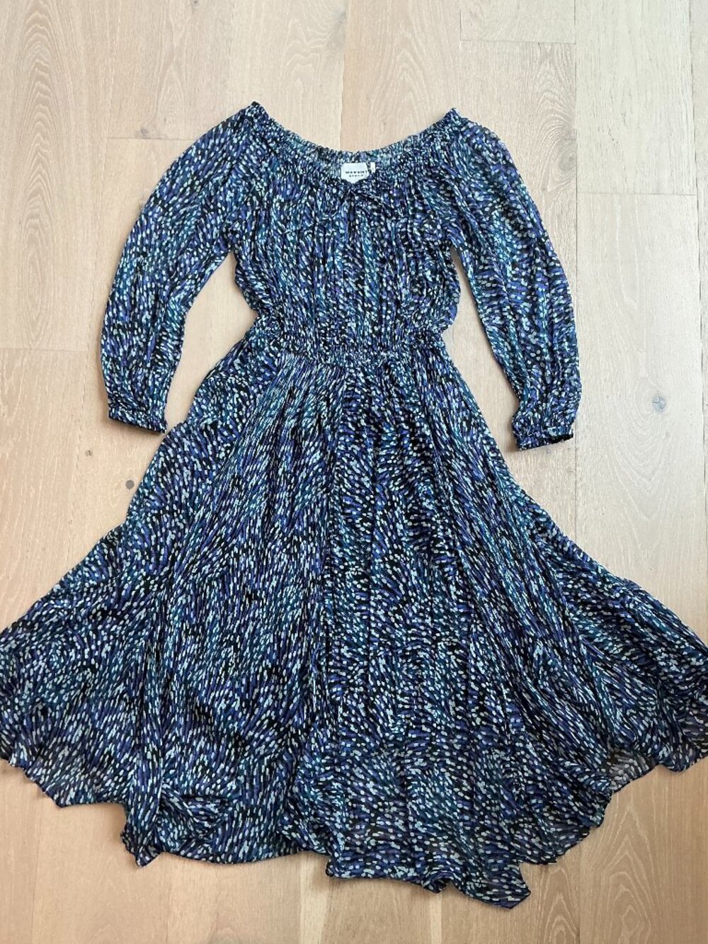 Marant Etoile Off-The-Shoulder Printed Chiffon Maxi Dress Size 42